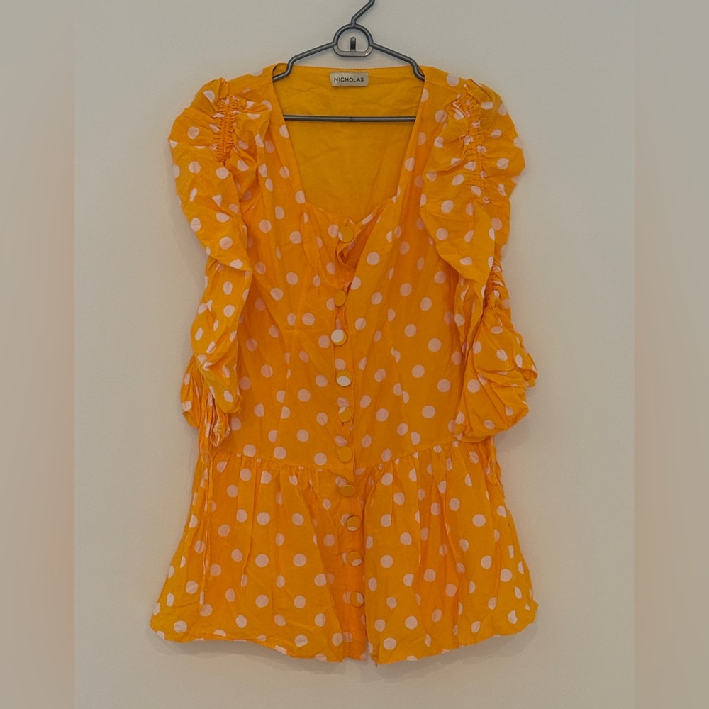 Nicholas Bright Orange Dress with White Dots